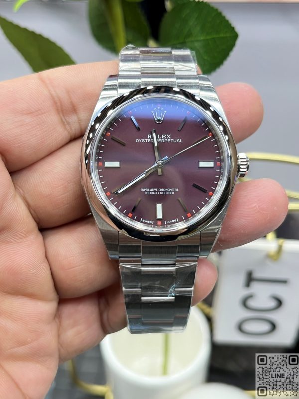 NOOB　新作ロレックスオイスター パーペチュアル 39mm　レッドグレープ文字盤　3132ムーブメント　スーパーコピー