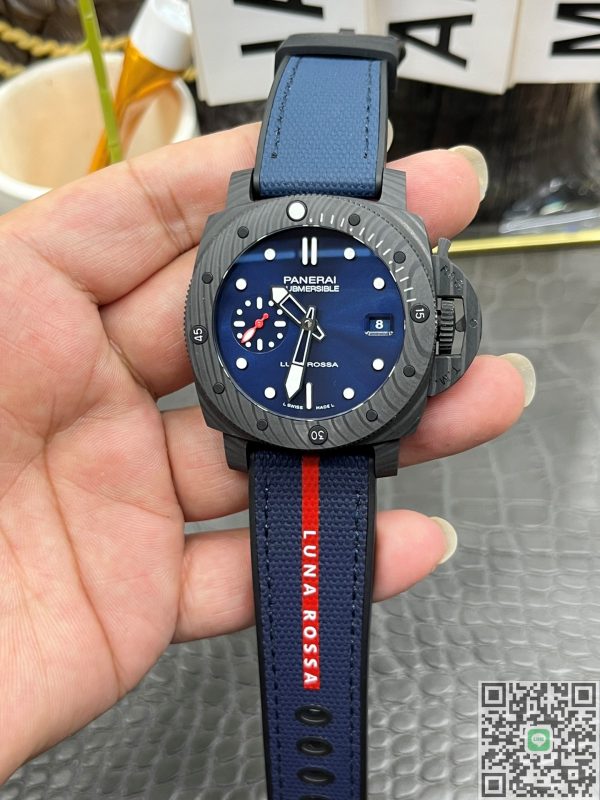 VS工場　パネライ　サブマーシブル ルナロッサPAM1563　42mm　ブルー文字盤　カーボテックベゼル　P.900ムーブメント　スーパーコピー