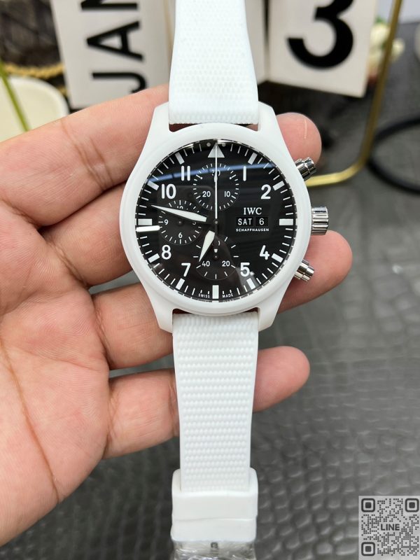 TPS工場　iwc　パイロット　クロノグラフ・トップガン “レイク・タホ”　IW389105　ブラック文字盤　44.5ｍｍ　セラミック　ラバーストラップ　7750ムーブメント　