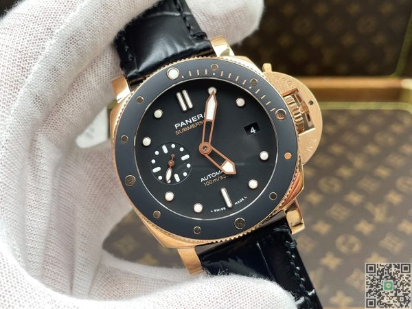VS工場　パネライ　ルミノール サブマーシブル　PAM00974　42mm　ブラック文字盤　セラミックベゼル　ピンクゴールドケース　OPXXXIV 自動巻きムーブメント　スーパーコピー　
