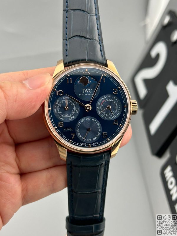 -34%  APS工場　IWC　ポルトギーゼ・パーペチュアル・カレンダー IW503312　44.2mm　ブルー文字盤　18Kローズゴールド ケース　52610自動巻ムーブメント　レザーストラップ