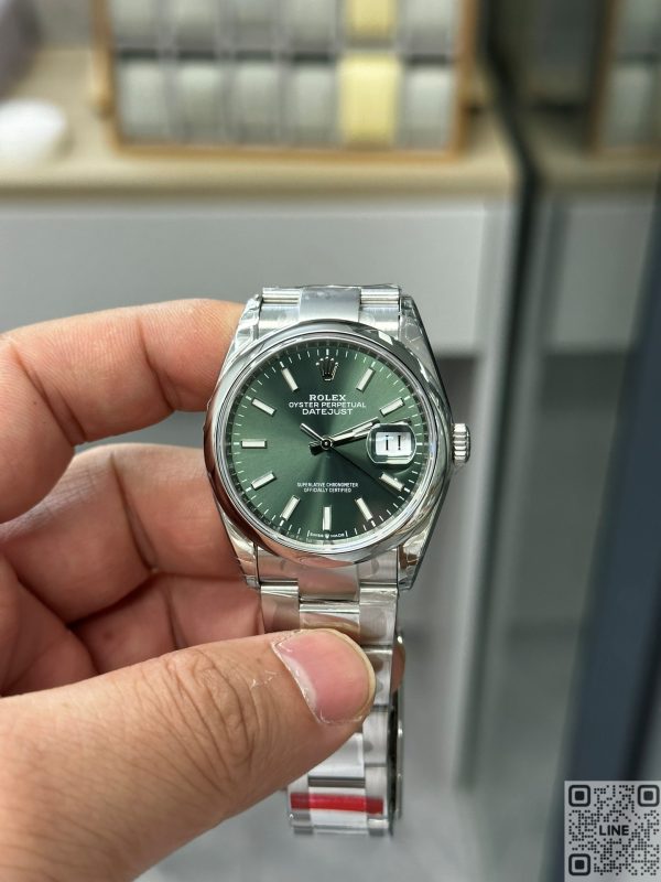 Noob工場　ロレックス　デイトジャスト126200　ミントグリーン文字盤　36ｍｍ　ドーム型ベゼル　　3235ムーブメント　スーパーコピー