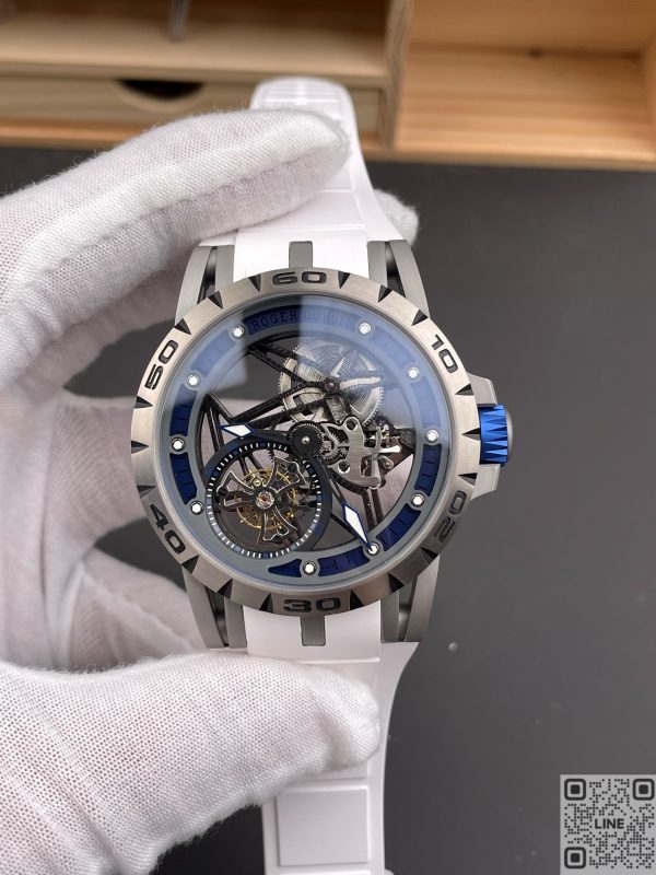 YS工場　ロジェデュブイ 　エクスカリバー スパイダー フライングトゥールビヨン 　45mm　スケルトン文字盤 　手巻きムーブメント　ラバーストラップ　スーパーコピー