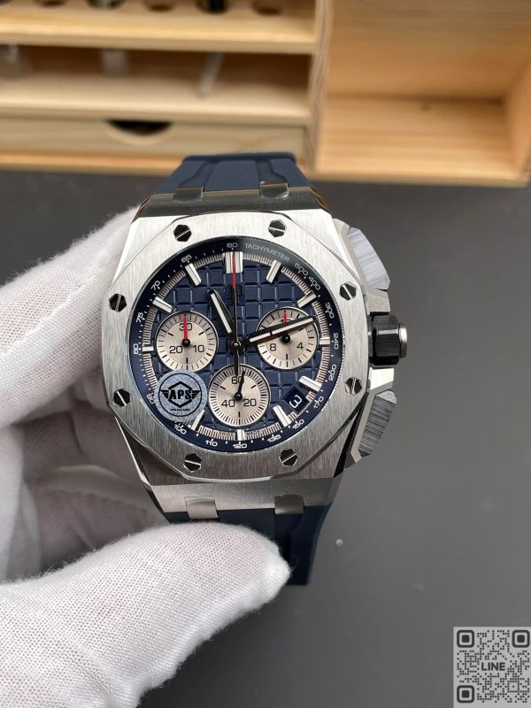 APS工場　オーデマ・ピゲ　ロイヤルオークオフショア 　26420　クロノグラフ　ブルー文字盤　43mm　チタニウムベゼル　ステンレスケース　4401ムーブメント搭載　スーパーコピー　