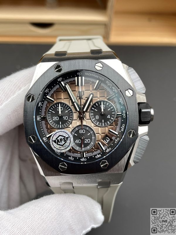 APS工場　オーデマ・ピゲ　ロイヤルオークオフショア　クロノグラフ　26420　43mm　グラデーションブラウン文字盤　セラミックベゼル　ステンレススチールケース　4401ムーブメント　スーパーコピー