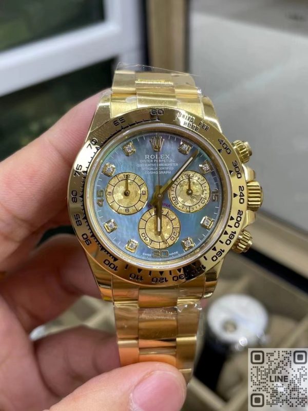 NOOB工場　ロレックス コスモグラフデイトナ116508　マザーオブパール文字盤　ゴールド　40mm　専用4130自動巻きムーブメント 1:1スーパーコピー