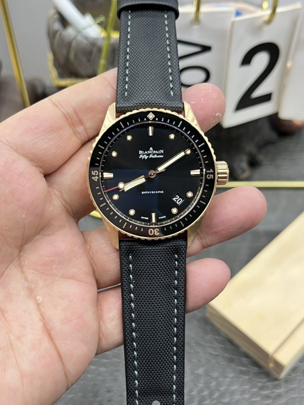 GF工場　ブランパン　ブランパン フィフティ ファゾムス バチスカーフ5000-36S30-B52A　43.6mm　ブラック文字盤　セラミックベゼル　ローズゴールド　1315ムーブメント　スーパーコピー