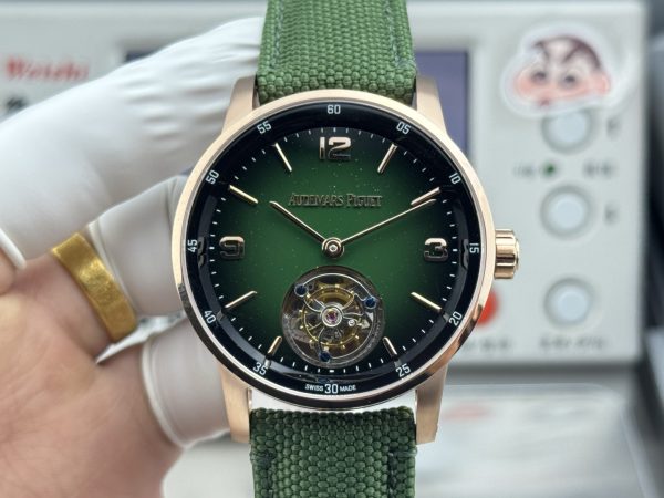 AP工場　オーデマ・ピゲ　CODE 11.59シリーズ　41mm　グリーン文字盤　ローズゴールド　ラバーストラップ　Cal.2950自動巻きトゥールビヨンムーブメント