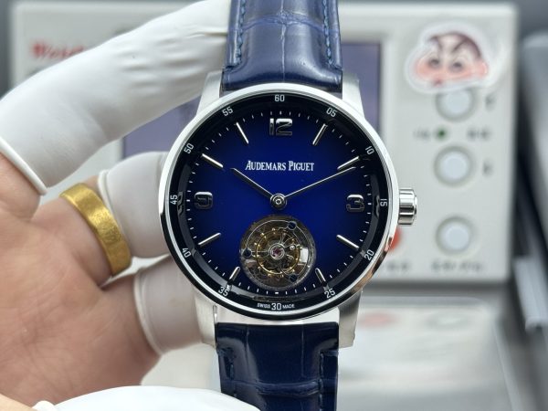 AP工場　オーデマ・ピゲ　CODE 11.59シリーズ　41mm　ブルー文字盤　カーフスキンストラップ　Cal.2950自動巻きトゥールビヨンムーブメント　