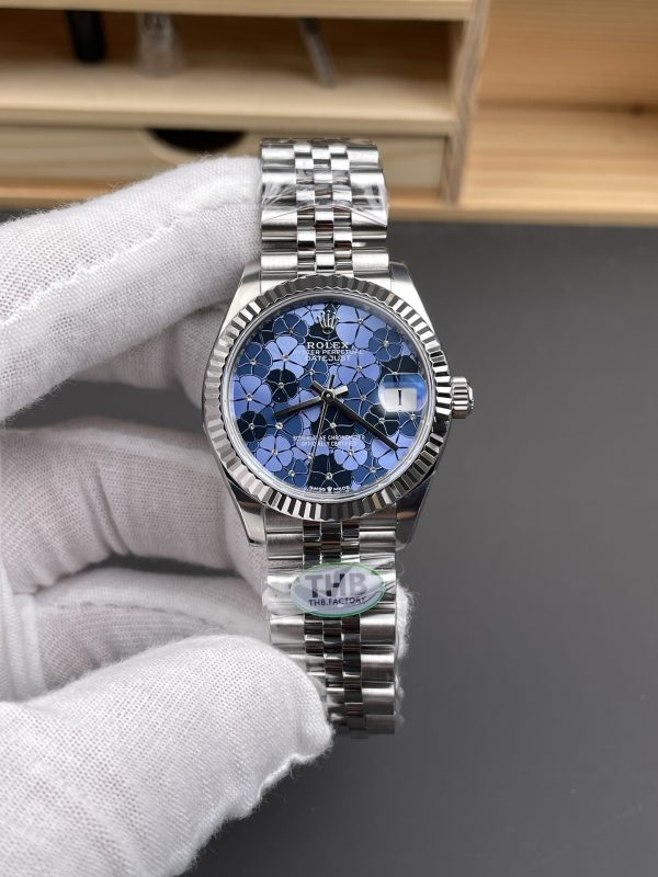 THB工場　ロレックス　レディデイトジャスト　31mm　278274　ブルーフローラル文字盤　　ジュビリーブレス　2236ムーブメント　スーパーコピー