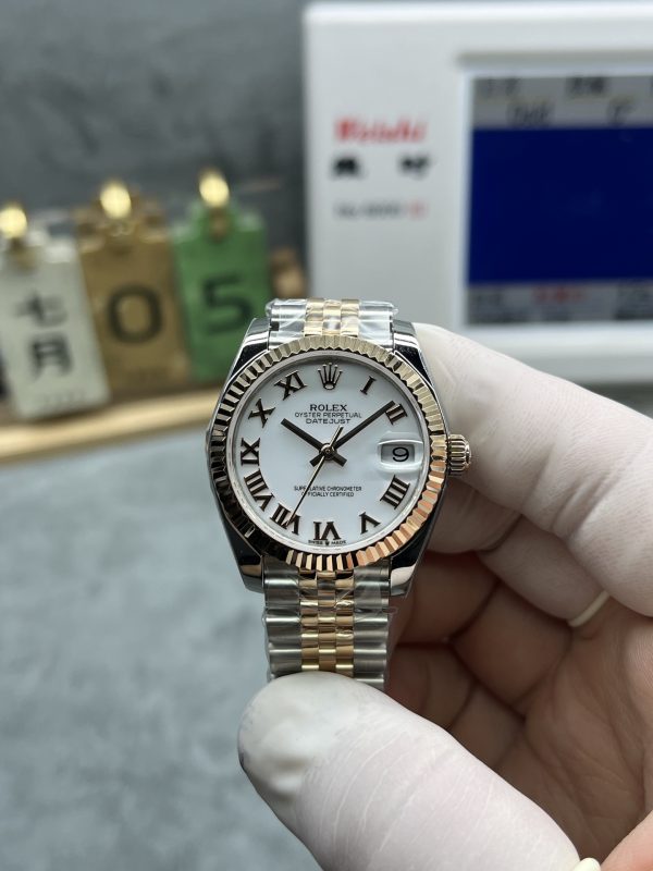NOOB工場　ロレックス　レディデイトジャスト31mm　278271　ホワイトローマ文字盤　　コンビローズゴールド　　2236ムーブメント　スーパーコピー